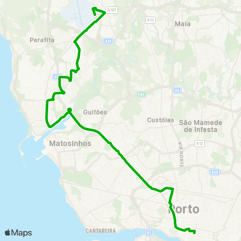 STCP Cordoaria-aeroporto (via Mar Shopping) map