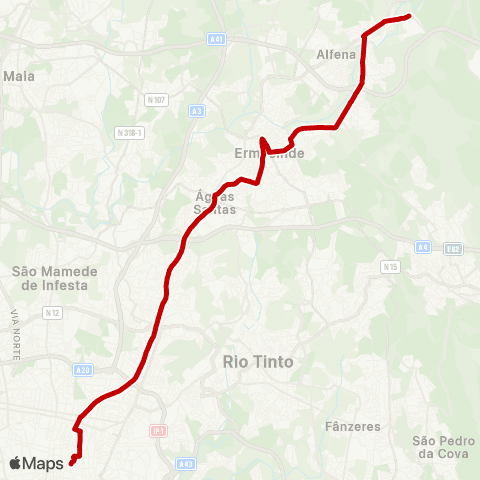 STCP Bolhão-codiceira map