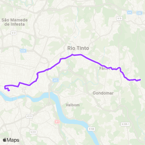 STCP Cordoaria-s.pedro Da Cova map
