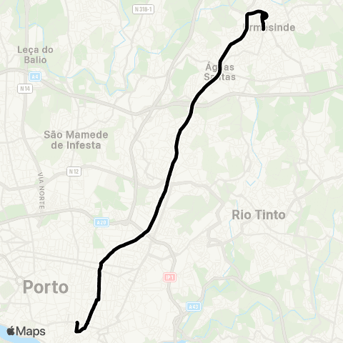 STCP Av.aliados - Ermesinde (estação) map