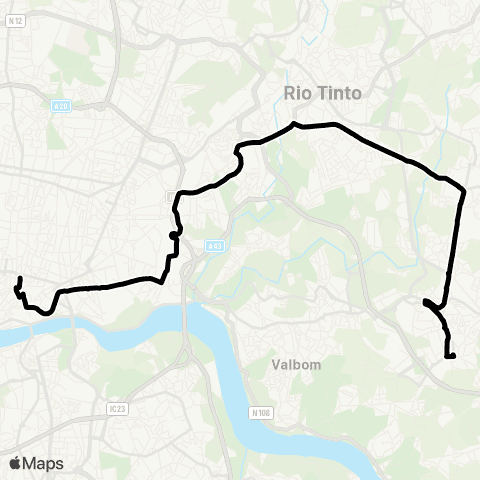 STCP Aliados-gondomar (via Tic) map