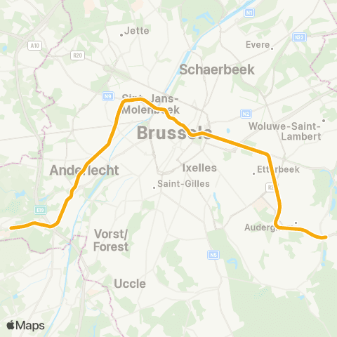 STIB Erasme - Herrmann-Debroux map
