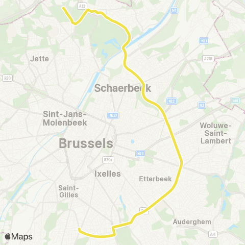 STIB Vanderkindere - Heysel map