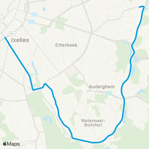 STIB Louise - Roodebeek map