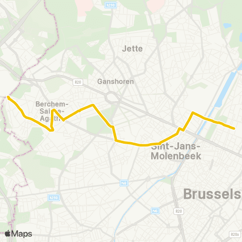 STIB Hunderenveld - Gare du Nord map