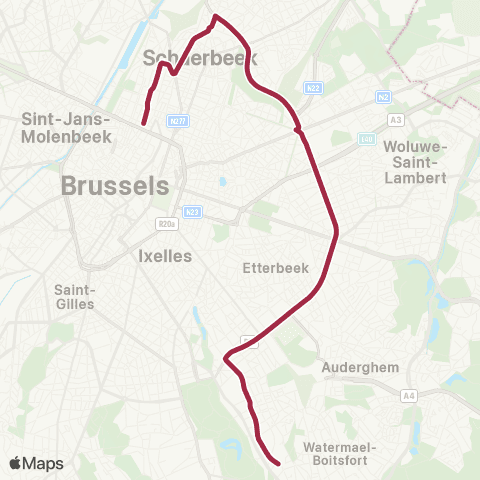 STIB Boondael Gare - Rogier map