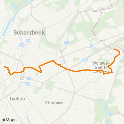 STIB De Brouckère - Hof Ten Berg map