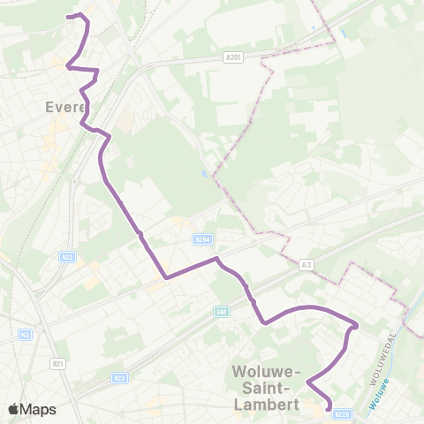 STIB Roodebeek - Saint-Vincent map