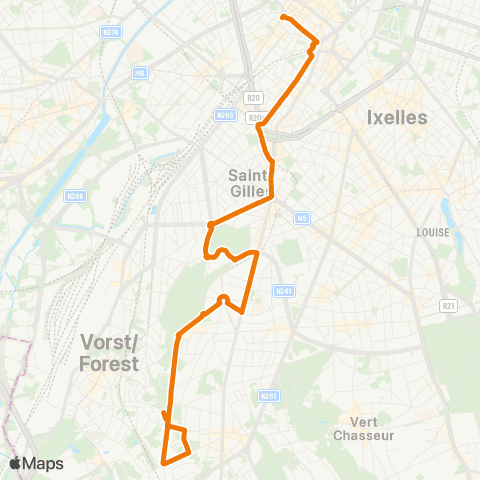 STIB Anneessens - Decroly map