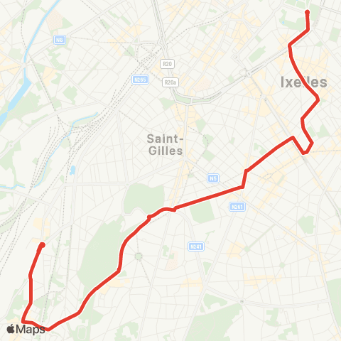 STIB Trône - Forest (Bervoets) map