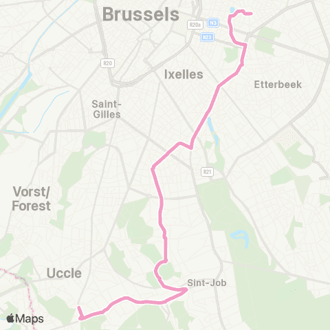 STIB Ambiorix - Uccle Calevoet map