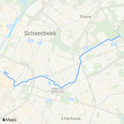 STIB Gare Centrale - Cimetière de Bruxelles map