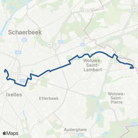 STIB Kraainem - Maelbeek map