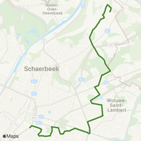 STIB Porte de Namur - Haren map