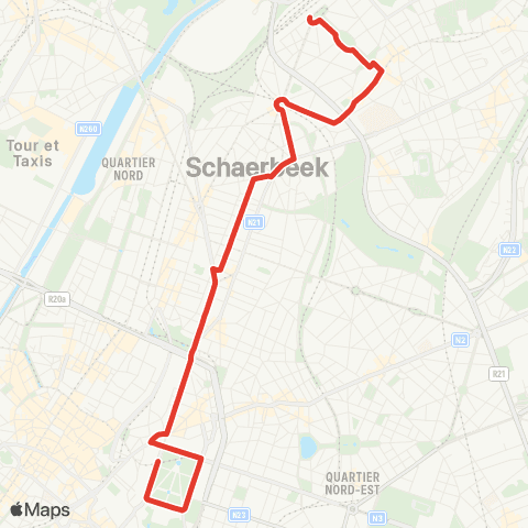 STIB Schaerbeek Gare - Fort-Jaco map