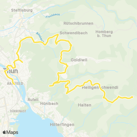 STI Bus Heiligenschwendi, Reha Zentrum - Thun, Bahnhof map