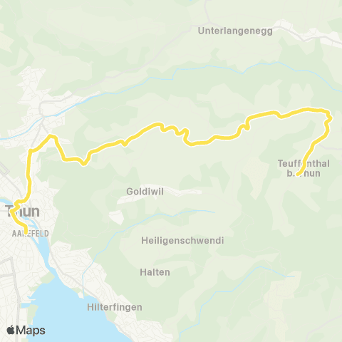 STI Bus Teuffenthal b. Thun, Dorf - Thun, Bahnhof map