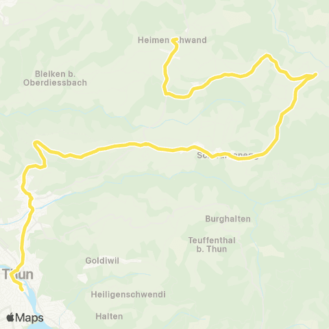 STI Bus Thun, Bahnhof - Heimenschwand, Post map