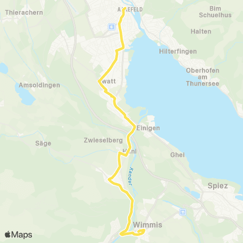 STI Bus Wimmis, Bahnhof - Thun, Bahnhof map