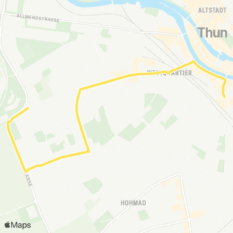 STI Bus Thun, Westquartier - Thun, Bahnhof map