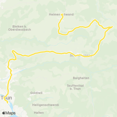STI Bus Thun, Bahnhof - Steffisburg, Flühli map