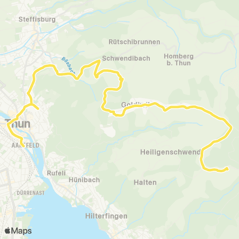 STI Bus Thun, Bahnhof - Heiligenschwendi, Reha Zentrum map