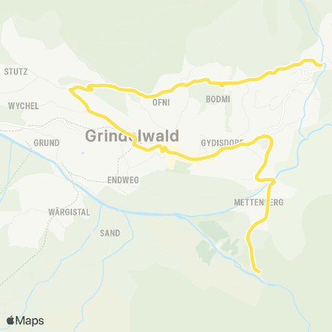STI Bus Grindelwald, Gletscherschlucht - Grindelwald, Bodmi map