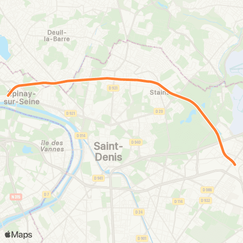 Île-de-France Mobilités Épinay-sur-Seine <>︎ Le Bourget map