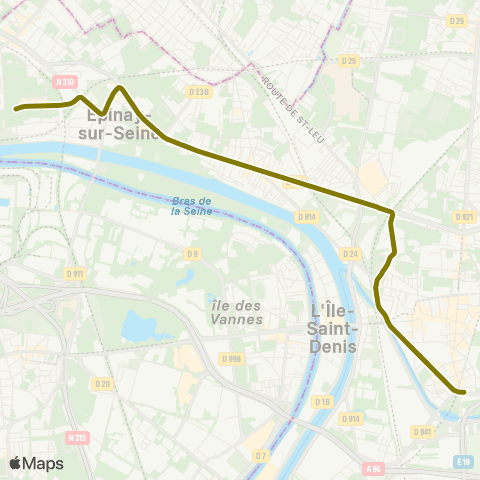 Île-de-France Mobilités Saint-Denis <>︎ Villetaneuse / Épinay map