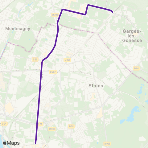 Île-de-France Mobilités Saint-Denis <>︎ Garges - Sarcelles map