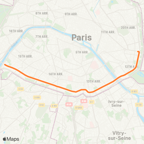 Île-de-France Mobilités Pont du Garigliano <>︎ Pte de Vincennes map