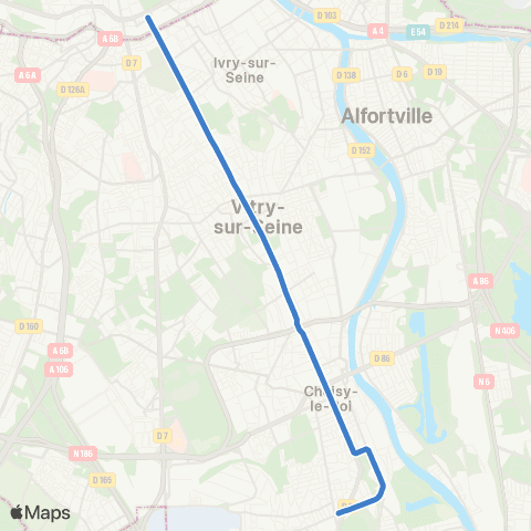 Île-de-France Mobilités Porte de Choisy <>︎ Orly map