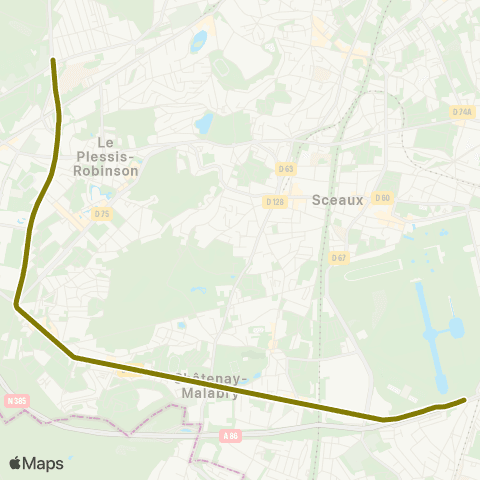 Île-de-France Mobilités Clamart <>︎ La Croix de Berny map