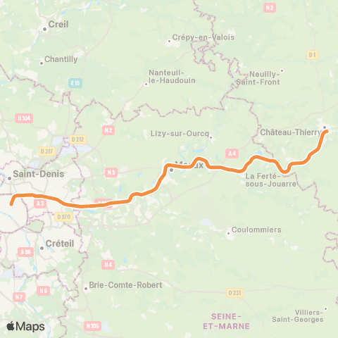 SNCF Gare de l'E. <>︎ Château-Thierry • La Ferté-Milon • Provins • Coulommiers map