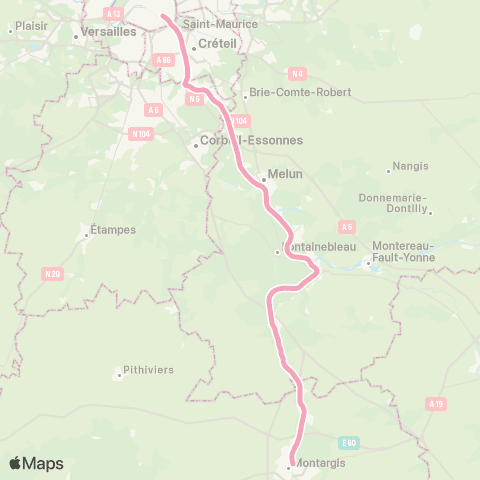 SNCF Gare de Lyon <>︎ Montereau • Montargis map