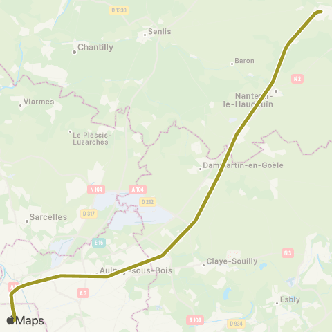 SNCF Gare du Nord <>︎ Crépy-en-Valois map