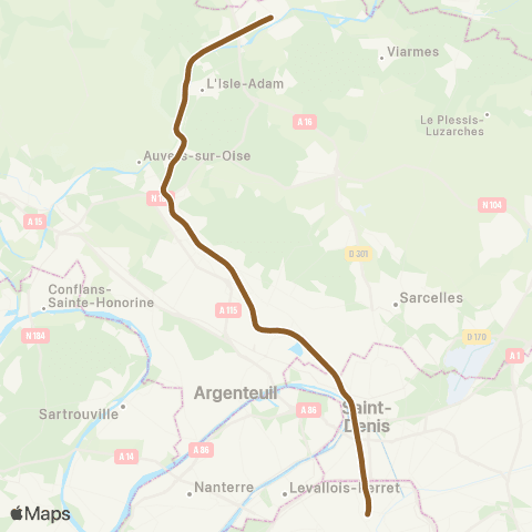 SNCF Gare du N. <>︎ Luzarches • Persan-Beaumont • Pontoise <>︎ Creil map
