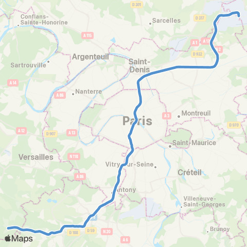 RATP/SNCF Aéroport CDG • Mitry-Claye <>︎ Robinson • Antony • St-Rémy-lès-Chevreuse map
