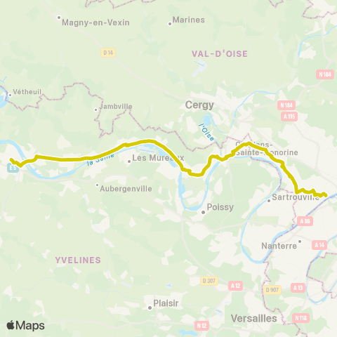 Substitution Transilien/TER SNCF Bus de substitution Train J map