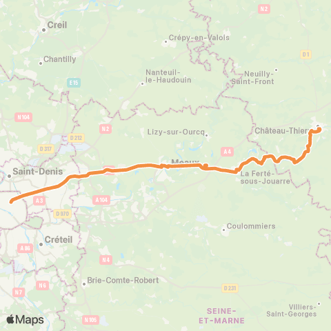 Substitution Transilien/TER SNCF Bus de substitution Train P map