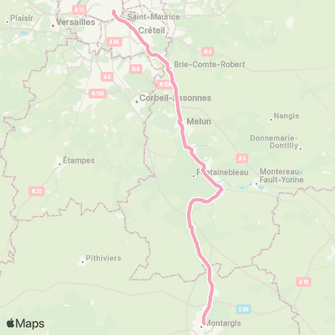 Substitution Transilien/TER SNCF Bus de substitution Train R map