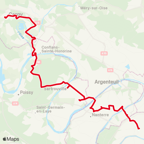 Substitution RER RATP/SNCF Bus de substitution RER A map