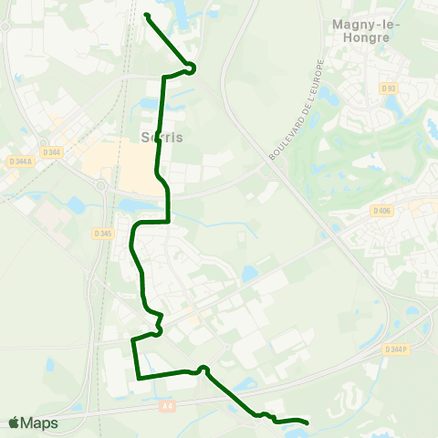 Île-de-France Mobilités Chessy Sud - Quai K <> Villages Nature map
