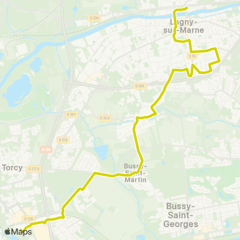Île-de-France Mobilités Gare de Lagny Thorigny <> Gare de Torcy RER map
