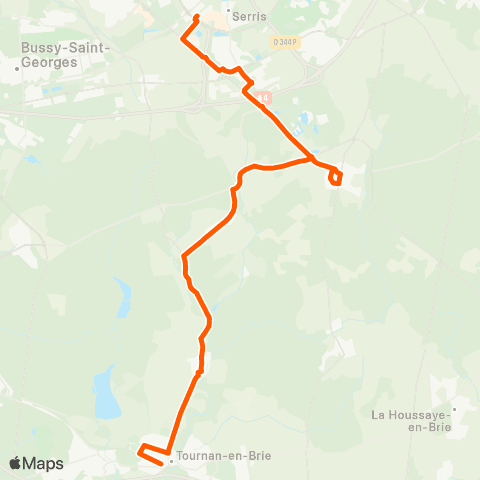 Île-de-France Mobilités Gare de Val d'Europe <> Gare de Tournan map