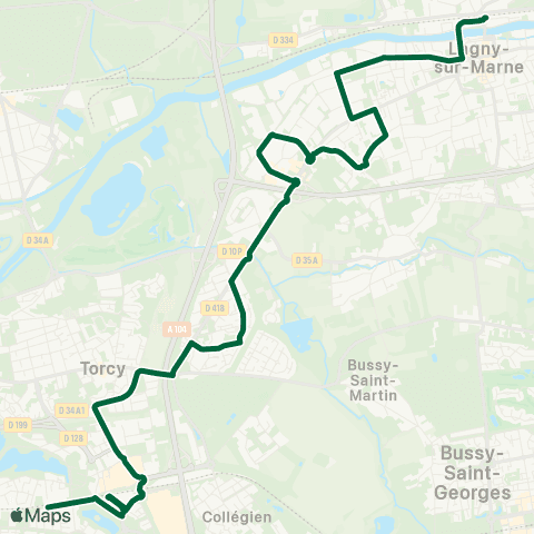 Île-de-France Mobilités Gare de Torcy <> Gare de Lagny Thorigny map