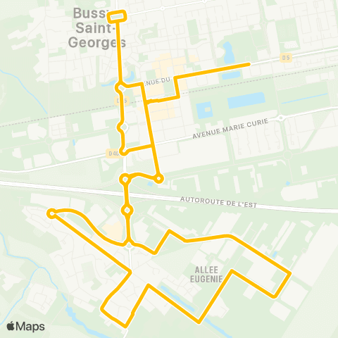 Île-de-France Mobilités Gare de Bussy-St-Georges <> Gare de Bussy-St-Georges map