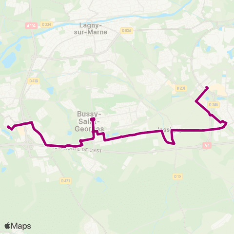 Île-de-France Mobilités Gare de Val d'Europe <> Gare de Torcy RER map