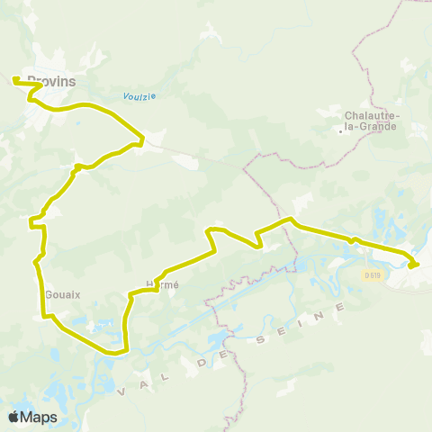 Île-de-France Mobilités Blunay Mairie <> Gare de Longueville map