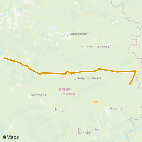 Île-de-France Mobilités Gare de Tournan <> Bourg map